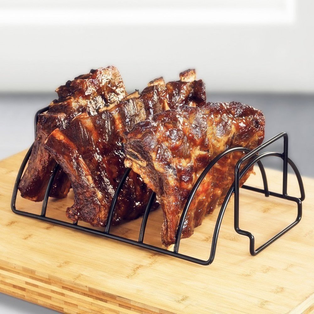BBQ Rib Rack Non Stick Rib Roast Rack for Grill-Non-Stick Reversible Roast - Picture 2 of 11